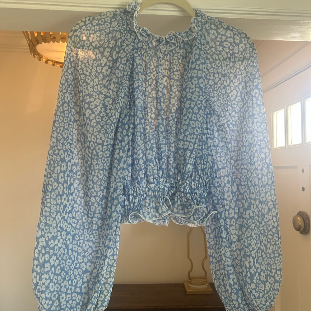 C/MEO Collective Blue and White Patterned Top